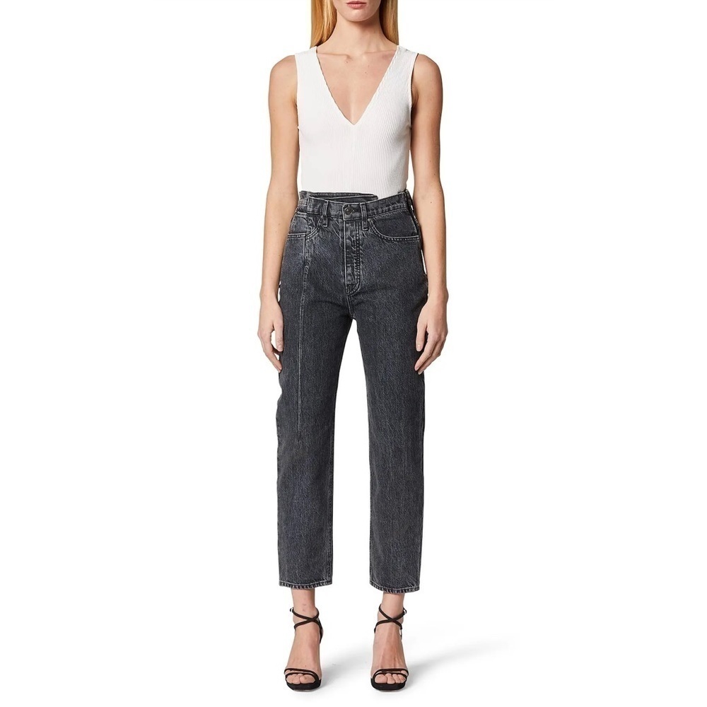 Hudson Jeans High Rise Straight Leg Jeans in Washed Black